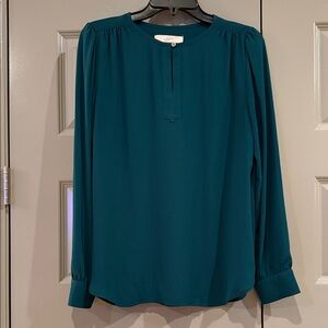 LOFT Emerald Green / Dark Teal Blouse